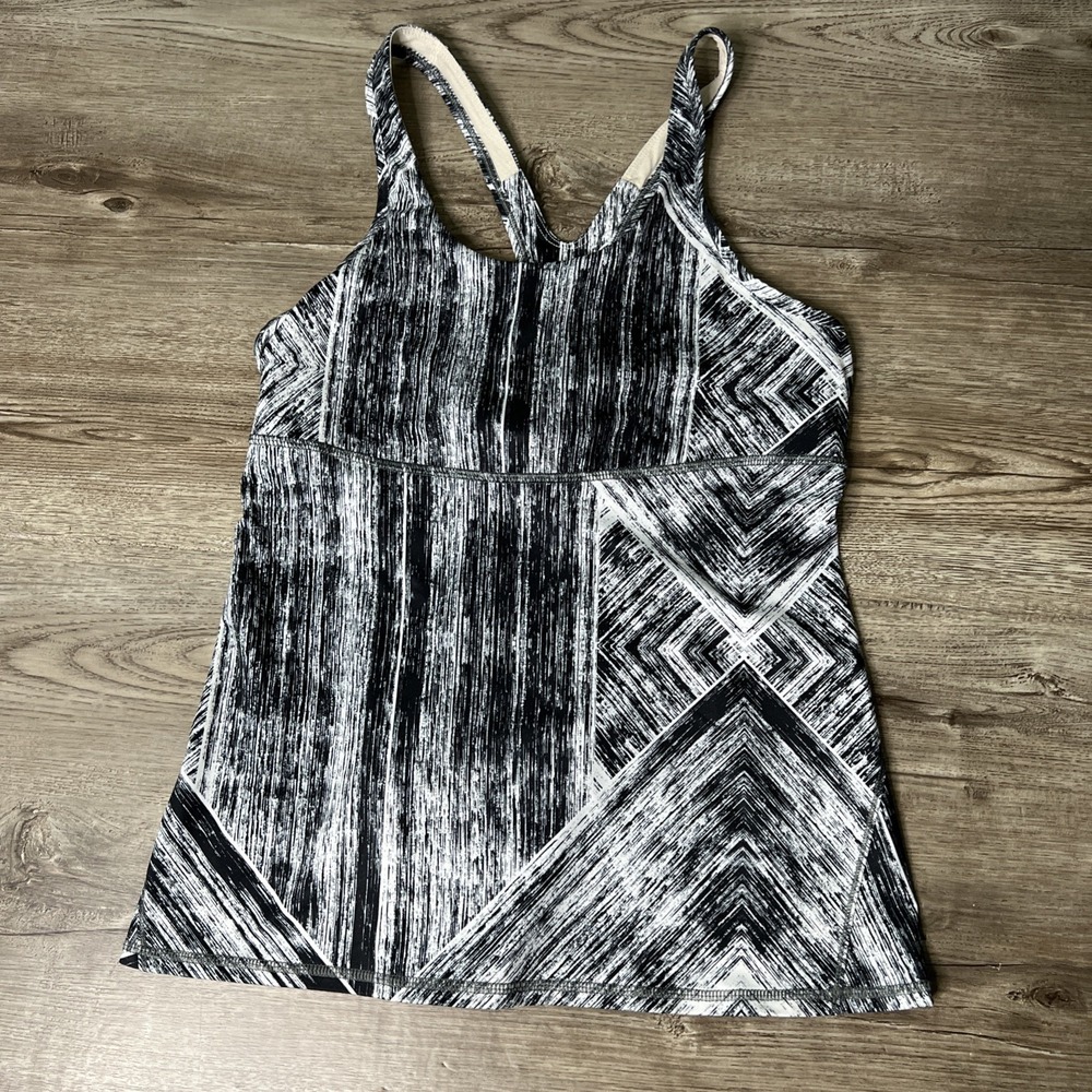 Lululemon Tank Top Womens 10 Black White Fit Yoga Gym Athletic